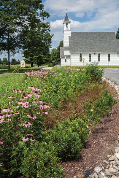Rain garden at a church